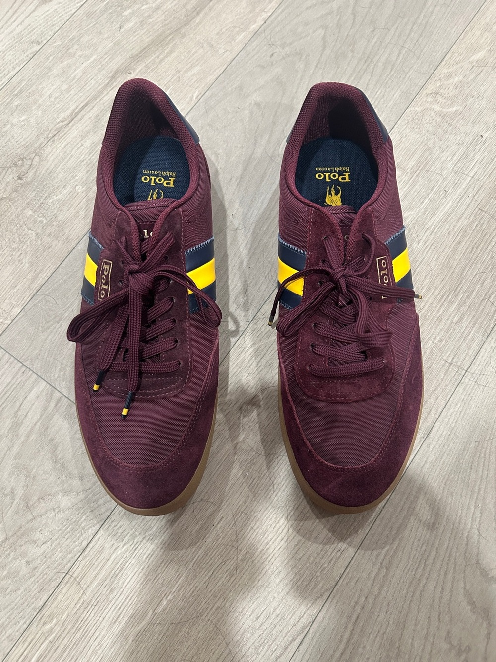 Polo by Ralph Lauren Men's Maroon and Yellow Low-Top Sneaker - Picture 2 of 5